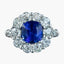 Edwardian Style Sapphire Diamond Cluster Ring 2.42ct Natural Sapphire