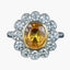 Edwardian Style Sapphire Diamond Cluster Ring 3.48ct Yellow Sapphire