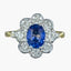 Edwardian Style Sapphire Diamond Daisy Cluster Ring 1.2ct Sapphire