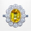 Edwardian Style Sapphire Diamond Daisy Cluster Ring 2.76ct Yellow Sapphire