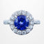 Edwardian Style Sapphire Diamond Halo Cluster Ring 2.66ct Blue Sapphire