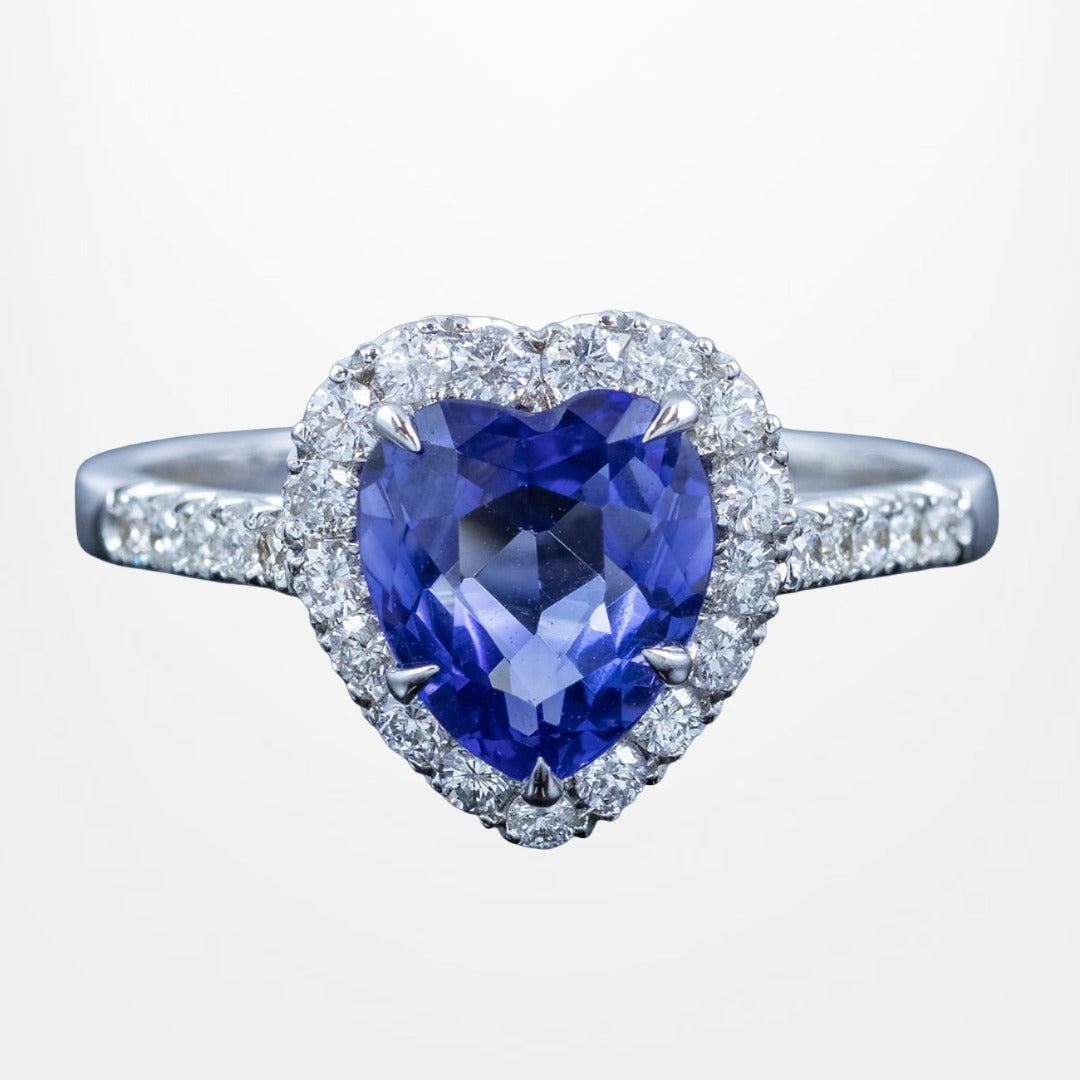 Edwardian Style Sapphire Diamond Heart Cluster Ring 2.37ct Blue Sapphire Main image