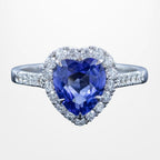 Edwardian Style Sapphire Diamond Heart Cluster Ring 2.37ct Blue Sapphire