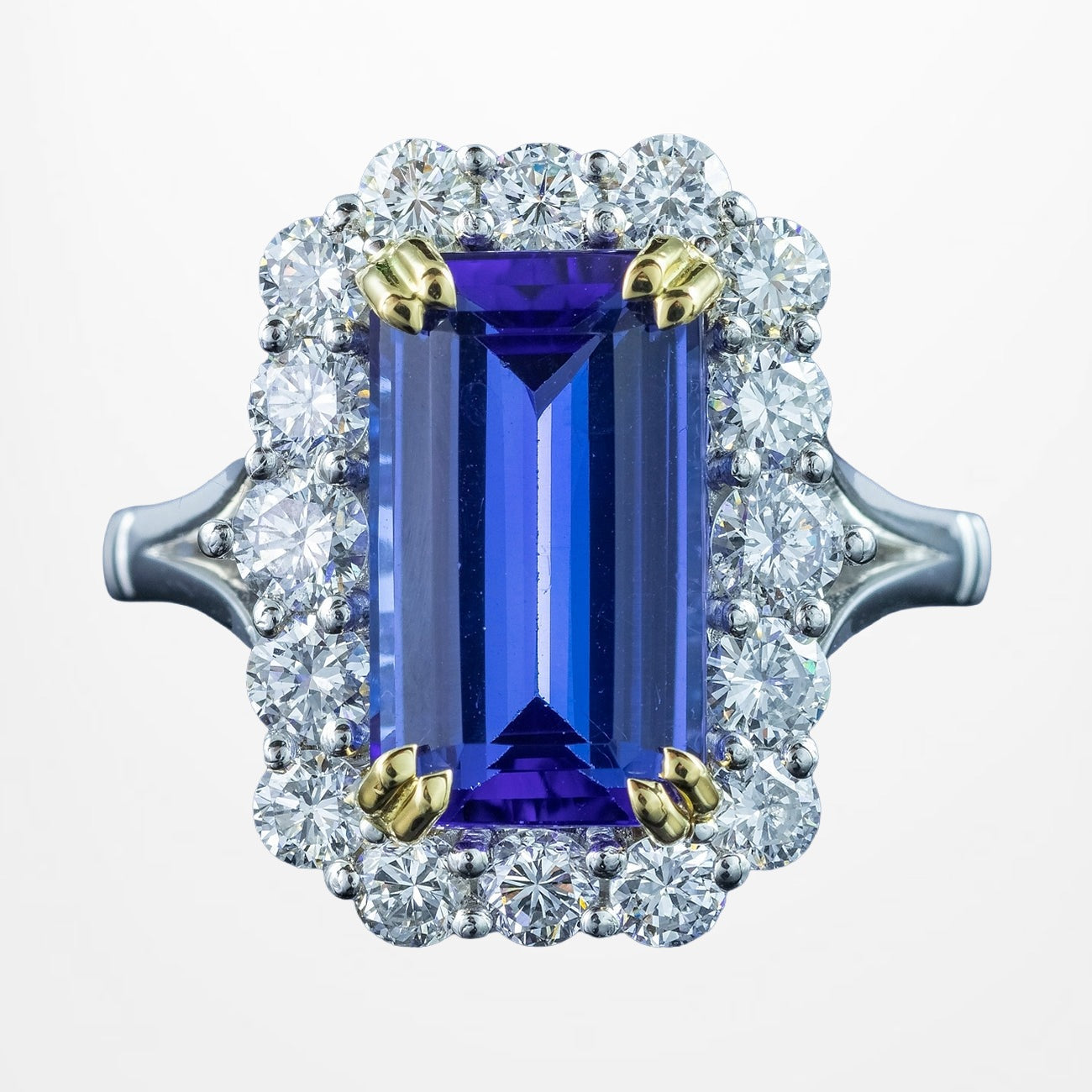 Edwardian Style Tanzanite Diamond Cluster Cocktail Ring 5.54ct Tanzanite Main image