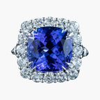 Edwardian Style Tanzanite Diamond Cluster Ring 5.94ct Tanzanite