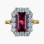 Edwardian Style Tourmaline Diamond Cluster Ring 3.86ct Pink Tourmaline