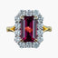 Edwardian Style Tourmaline Diamond Cluster Ring 3.86ct Pink Tourmaline