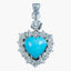 Edwardian Style Turquoise Diamond Heart Pendant Platinum