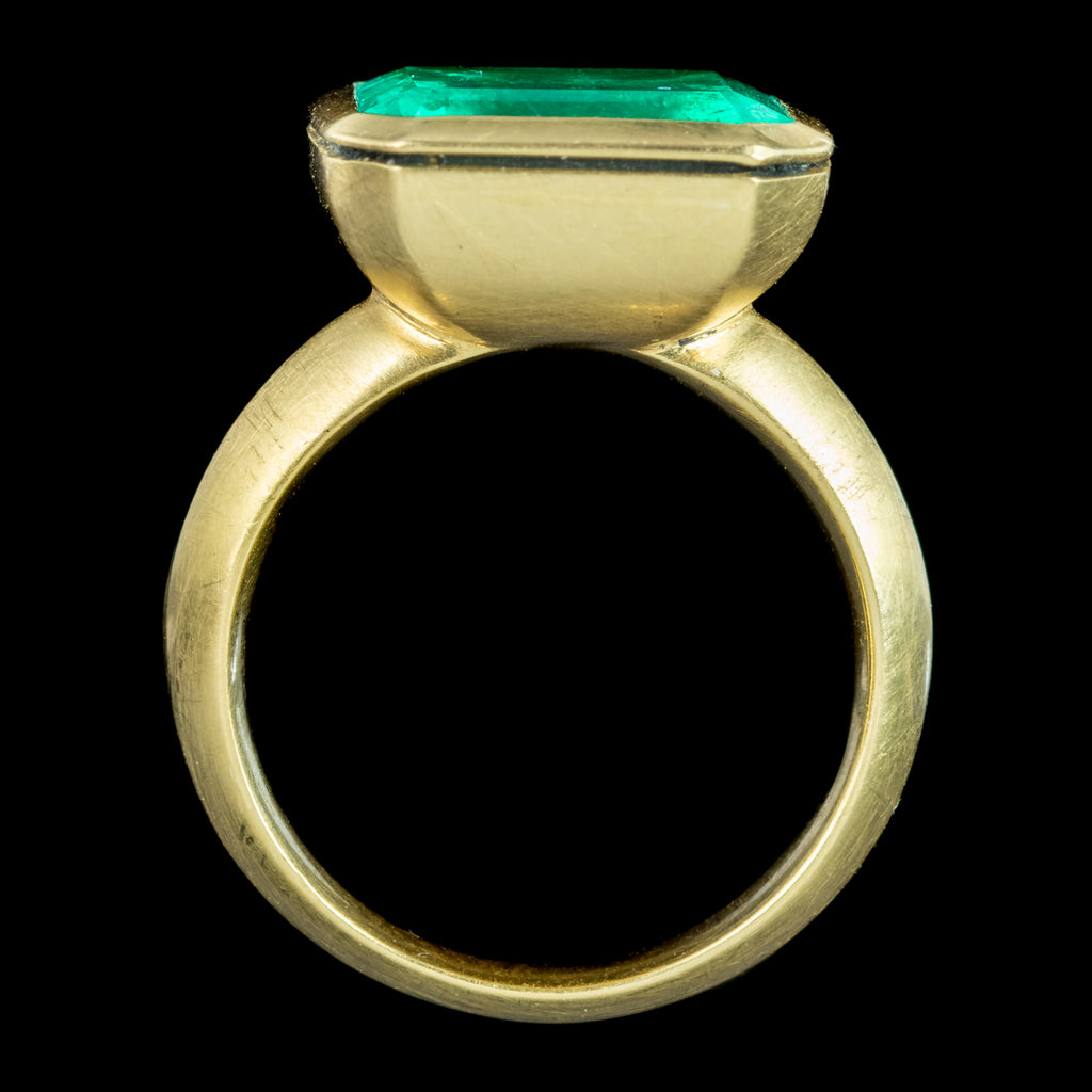 Art Deco Style Emerald Solitaire Ring 6.21ct Colombian Emerald With Cert