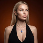 Edwardian Style Tanzanite Diamond Teardrop Pendant Necklace 8ct Tanzanite