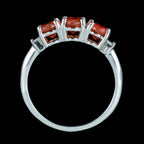 Art Deco Style Fire Opal Diamond Trilogy Ring 1.8ct Total