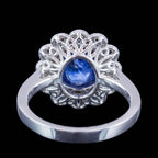 Edwardian Style Sapphire Diamond Daisy Cluster Ring 2.58ct Sapphire 