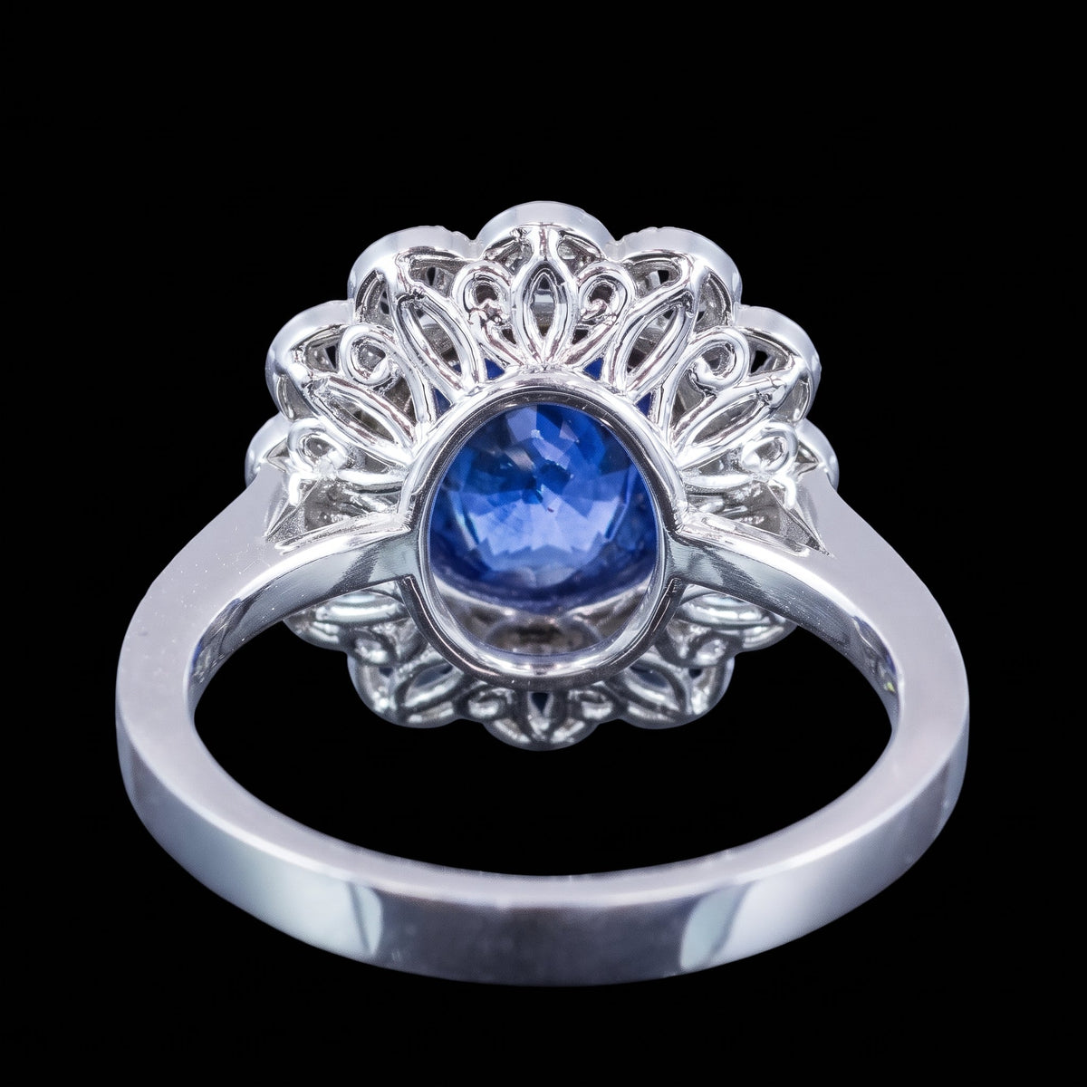 Edwardian Style Sapphire Diamond Daisy Cluster Ring 2.58ct Sapphire 