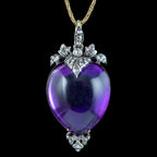 Antique Georgian Amethyst Heart Diamond Pendant Locket Necklace