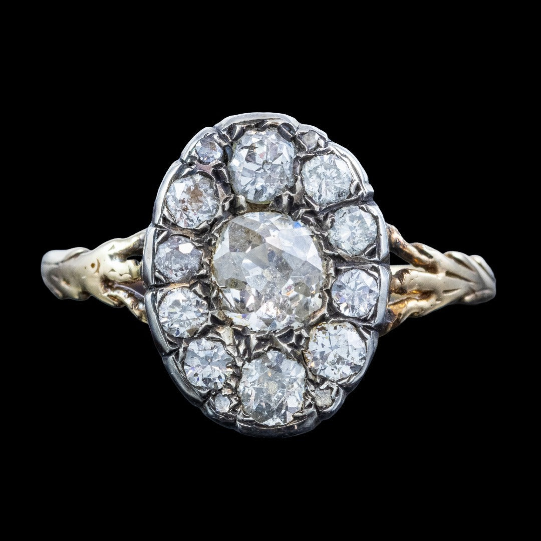 Georgian Style Diamond Cluster Ring 1.5ct Total 