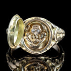 Georgian Style Memento Mori Locket Ring With Diamond Skull 