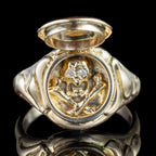 Georgian Style Memento Mori Locket Ring With Diamond Skull 