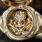 Georgian Style Memento Mori Locket Ring With Diamond Skull 
