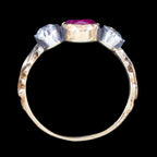Georgian Style Ruby Diamond Trilogy Ring 0.85ct Ruby