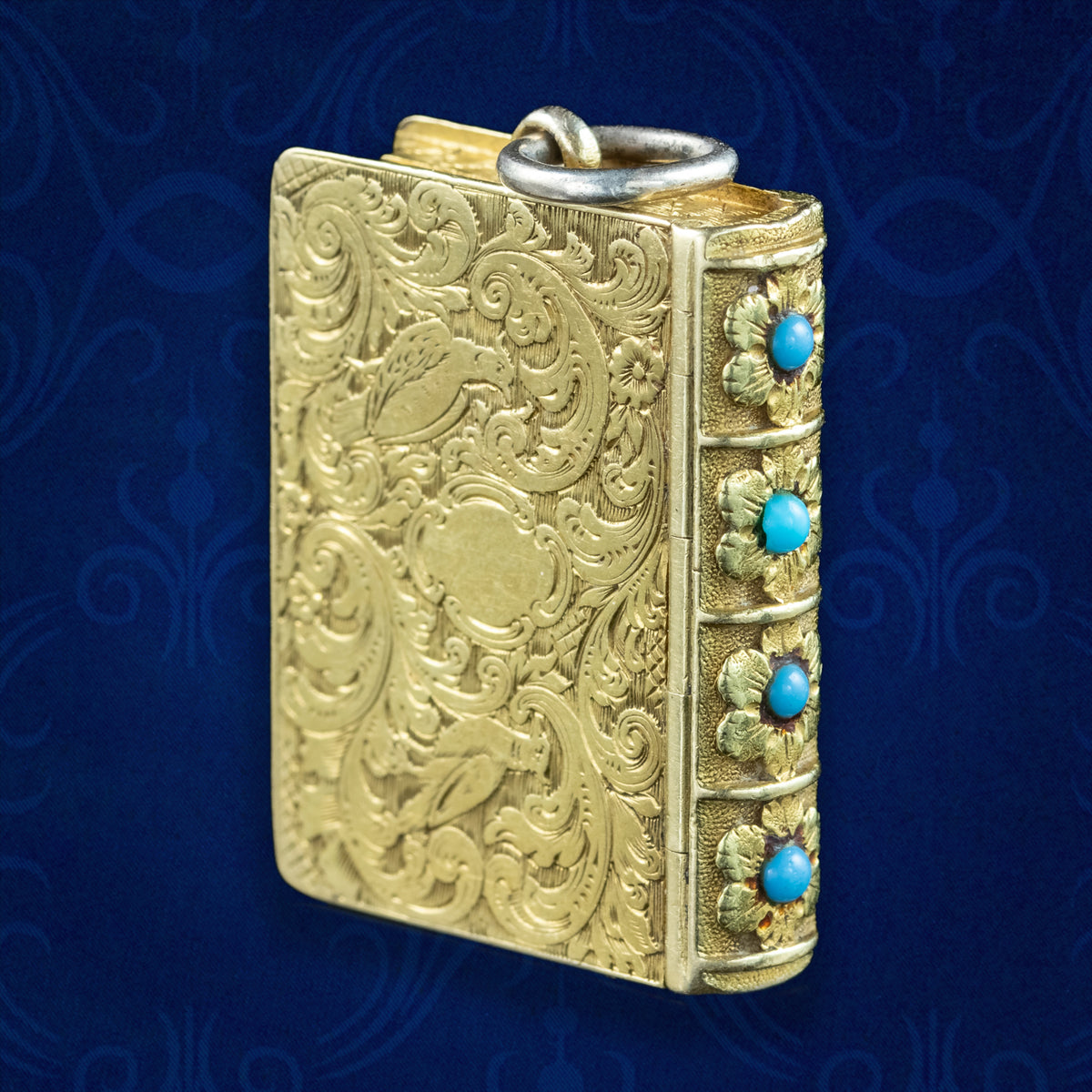 Antique Georgian Turquoise Vinaigrette Book Locket 18ct Gold  Main image
