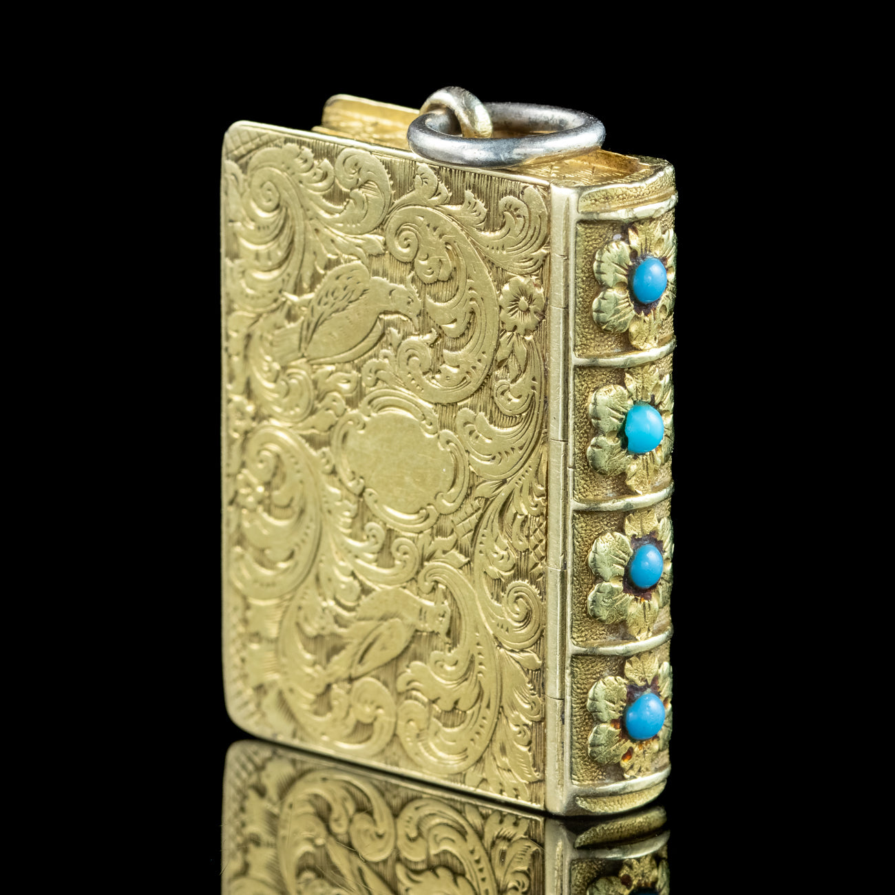 Antique Georgian Turquoise Vinaigrette Book Locket 18ct Gold Secondary image