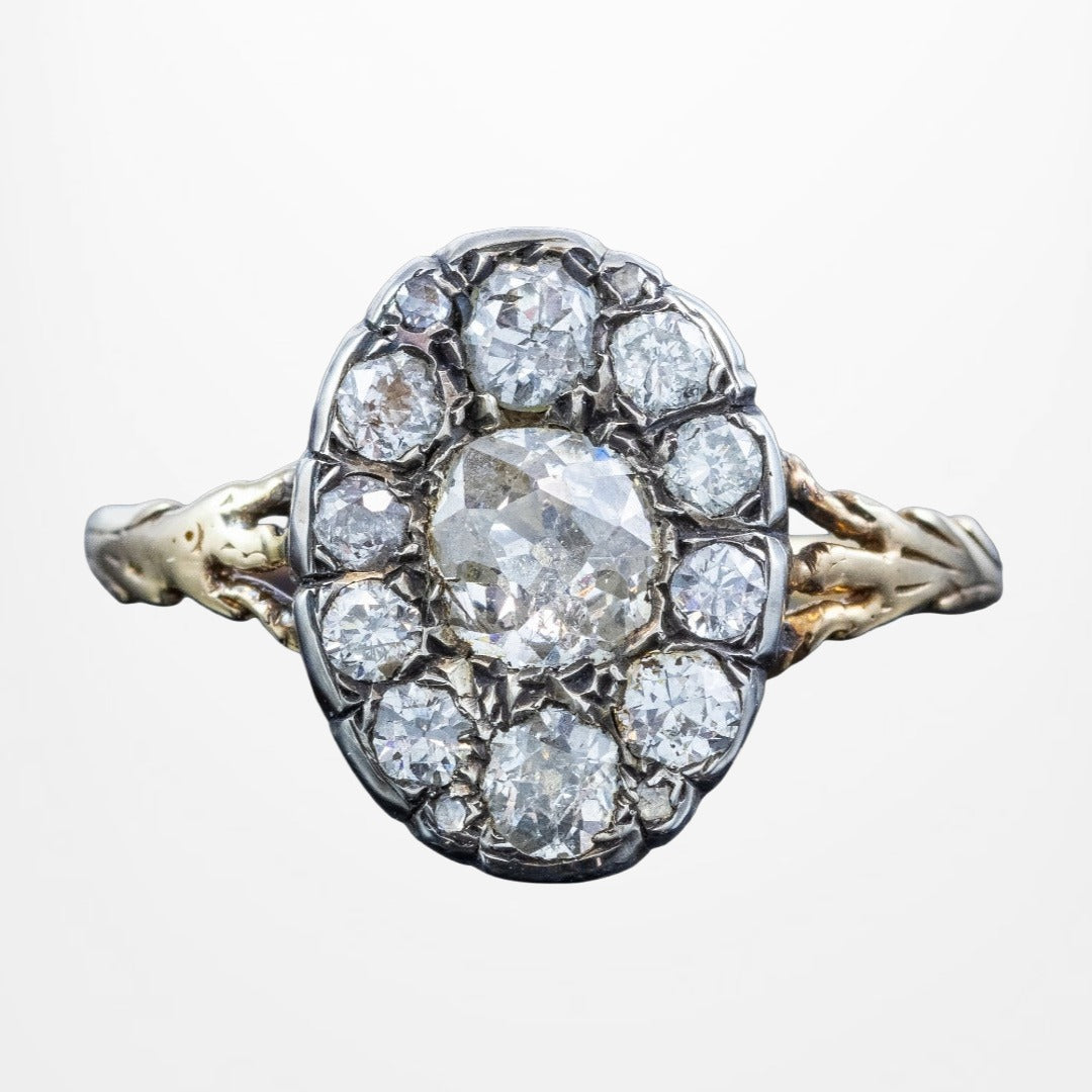 Georgian Style Diamond Cluster Ring 1.5ct Total
