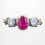 Georgian Style Ruby Diamond Trilogy Ring 0.85ct Ruby