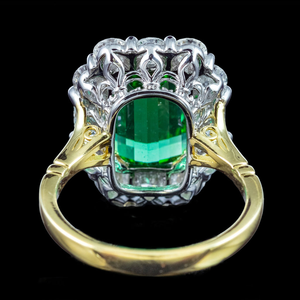 Edwardian Style Tourmaline Diamond Cocktail Ring 5.55ct Tourmaline With Cert