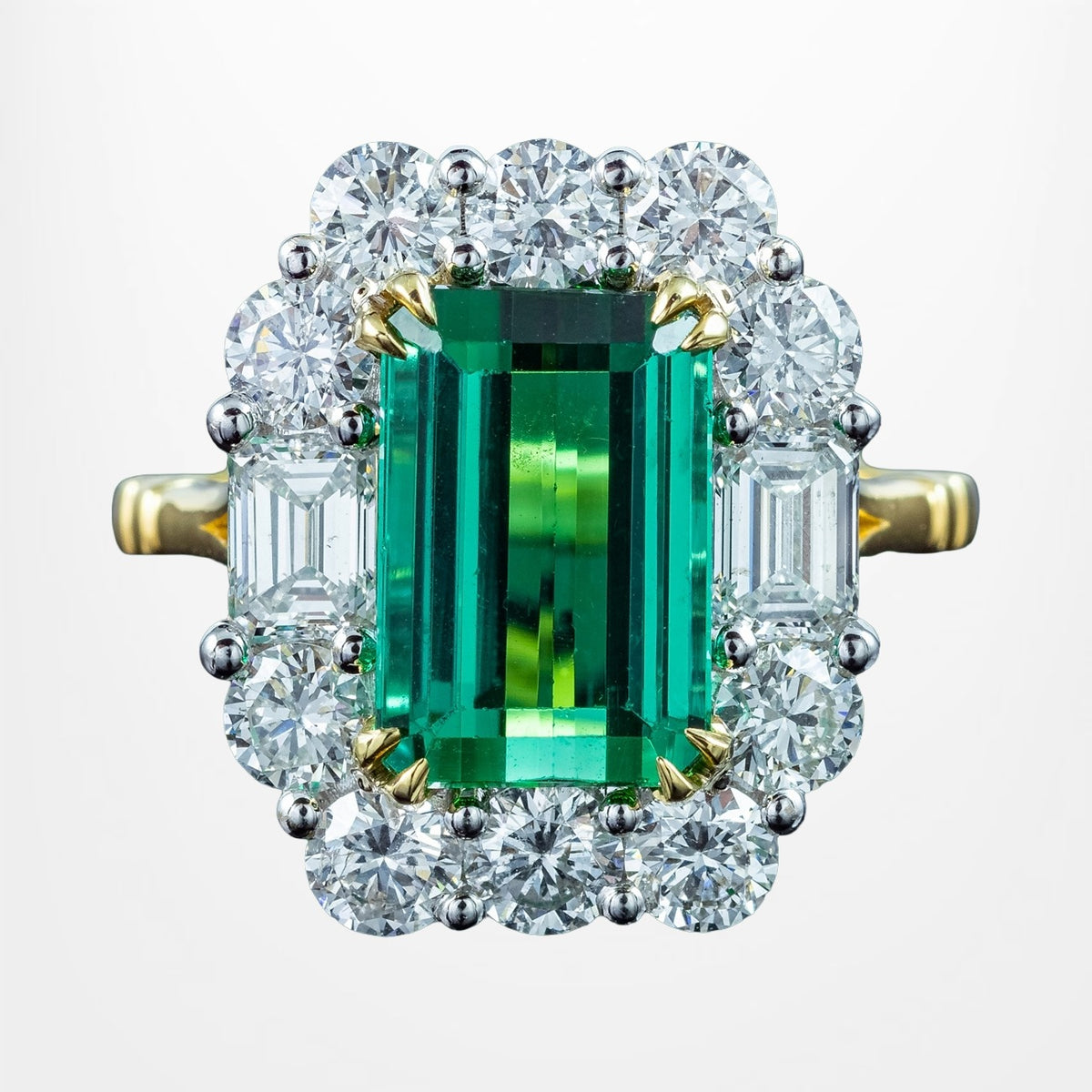 Edwardian Style Tourmaline Diamond Cluster Cocktail Ring With Cert Main image
