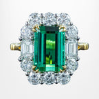 Edwardian Style Tourmaline Diamond Cluster Cocktail Ring With Cert