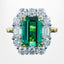Edwardian Style Tourmaline Diamond Cluster Cocktail Ring With Cert