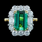 Edwardian Style Tourmaline Diamond Cocktail Ring 5.55ct Tourmaline With Cert
