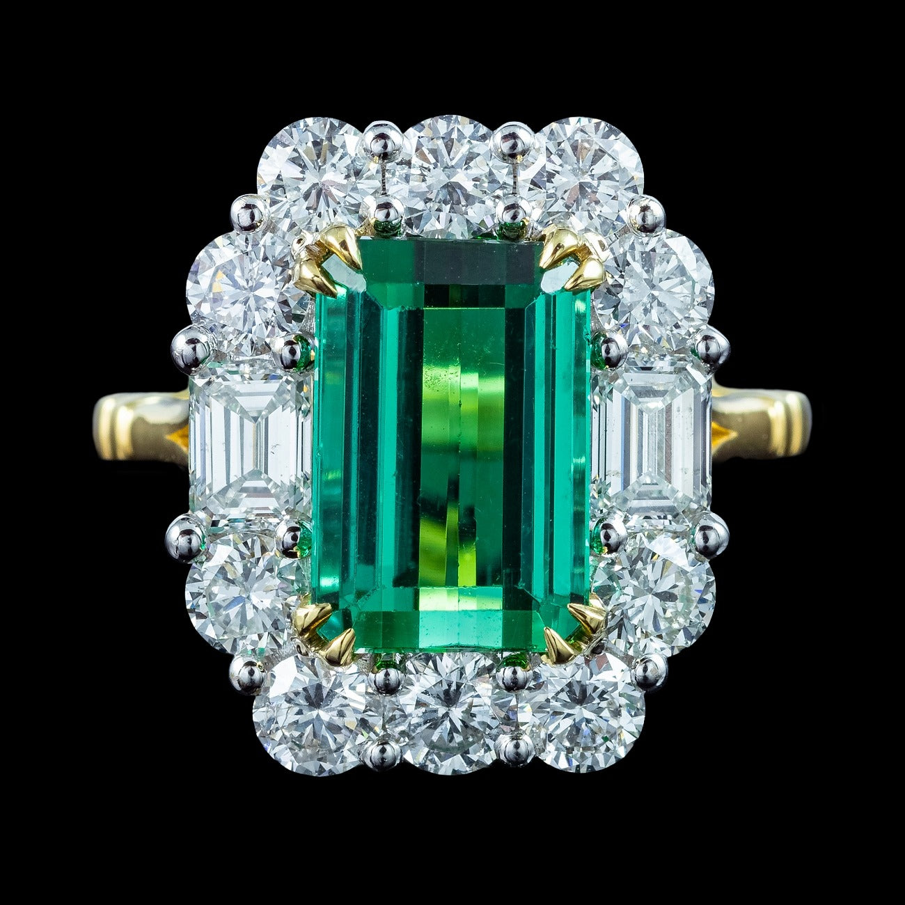 Edwardian Style Tourmaline Diamond Cocktail Ring 5.55ct Tourmaline With Cert