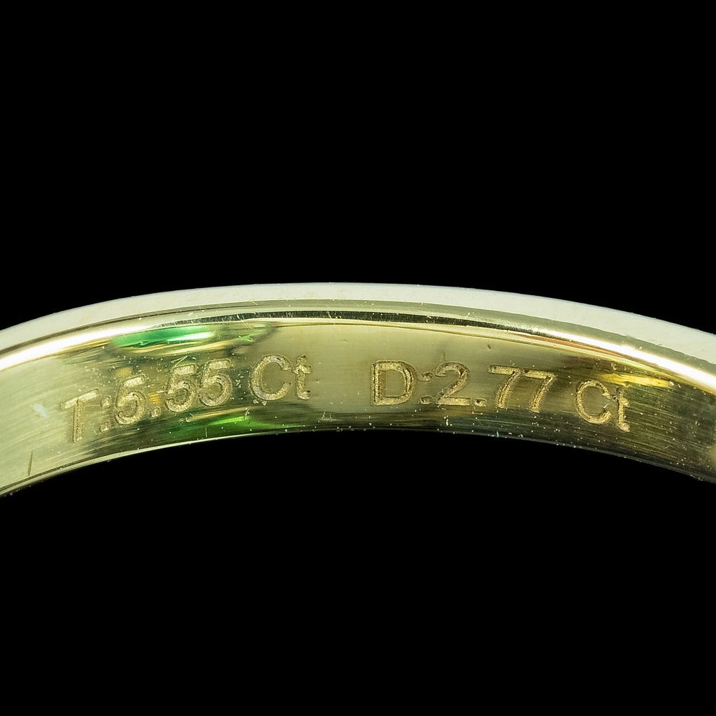 Edwardian Style Tourmaline Diamond Cocktail Ring 5.55ct Tourmaline With Cert