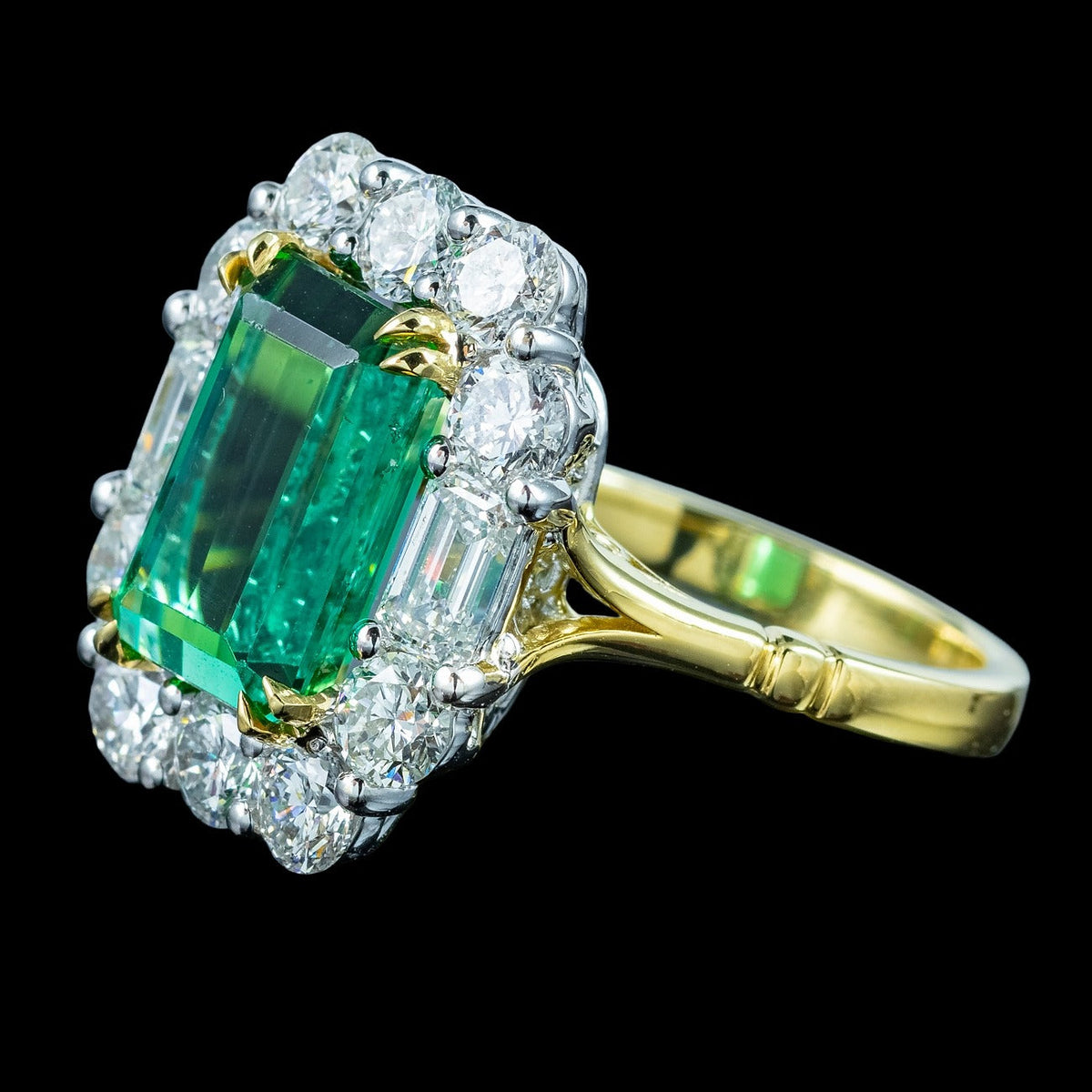 Edwardian Style Tourmaline Diamond Cocktail Ring 5.55ct Tourmaline With Cert