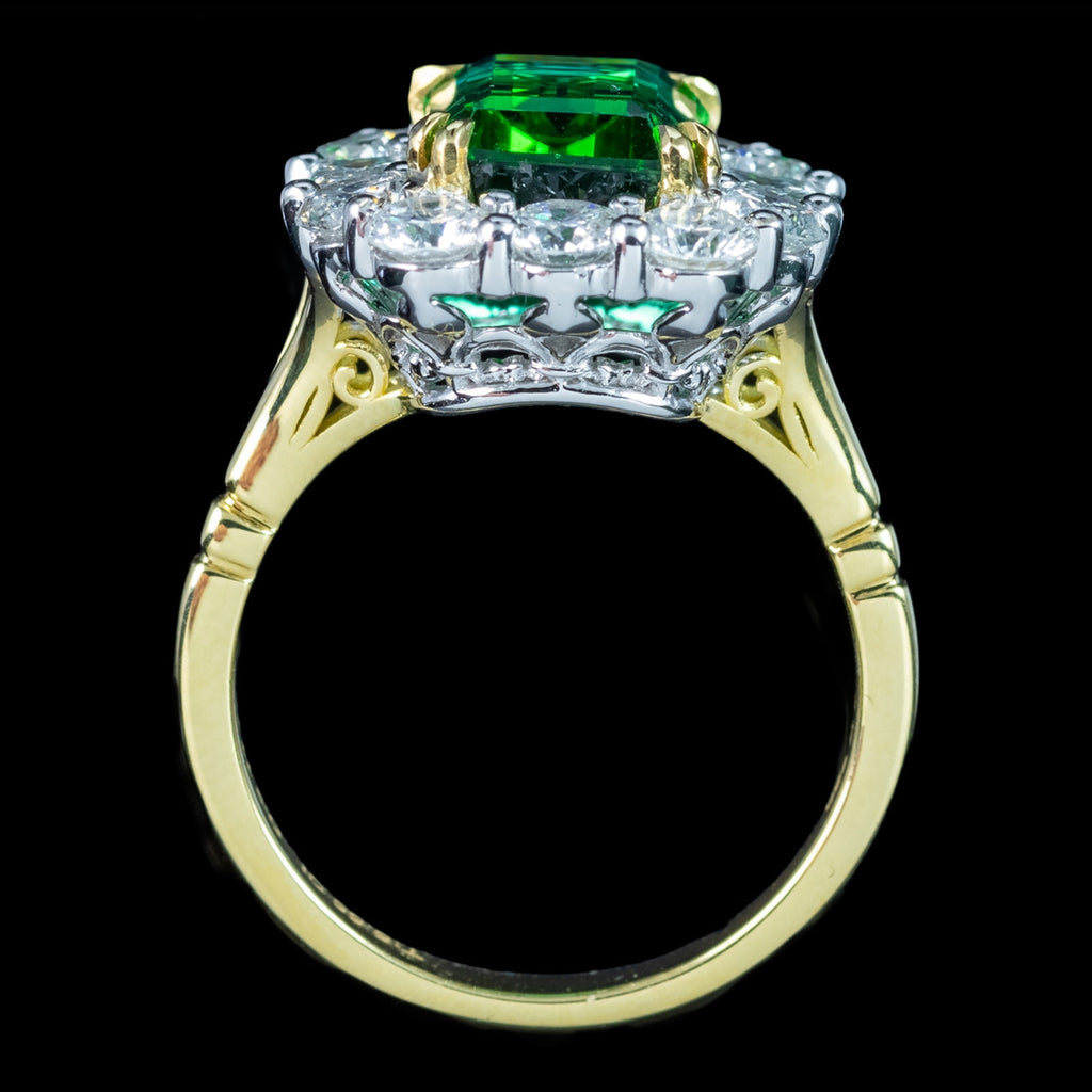Edwardian Style Tourmaline Diamond Cocktail Ring 5.55ct Tourmaline With Cert