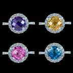 Interchangeable Multi-Gemstone Cluster Ring With Box
