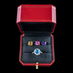 Interchangeable Multi-Gemstone Cluster Ring With Box