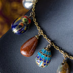 Vintage Gemstone Egg Dropper Necklace 9ct Gold