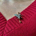 Antique Victorian Ruby Diamond Bee Bar Brooch 18ct Gold Silver