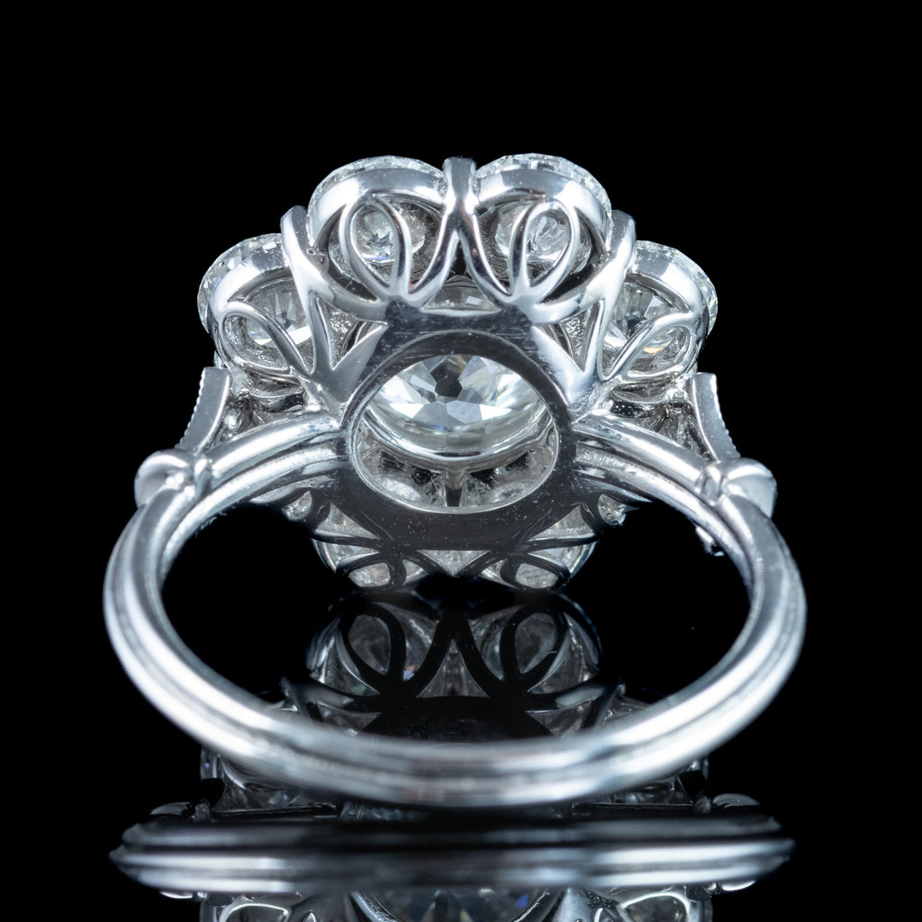 Edwardian Style Lab Grown Diamond Daisy Cluster Ring 3.96ct Total