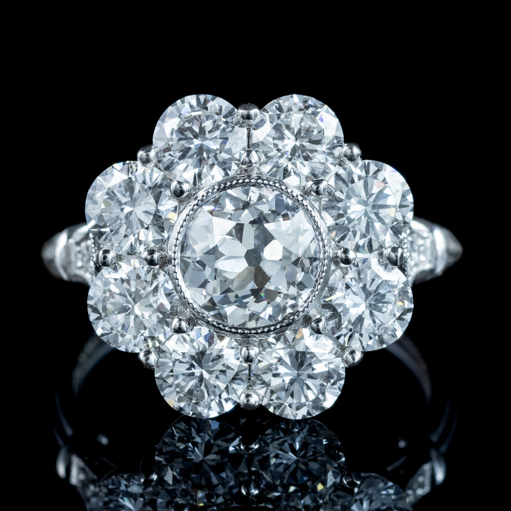 Edwardian Style Lab Grown Diamond Daisy Cluster Ring 3.96ct Total