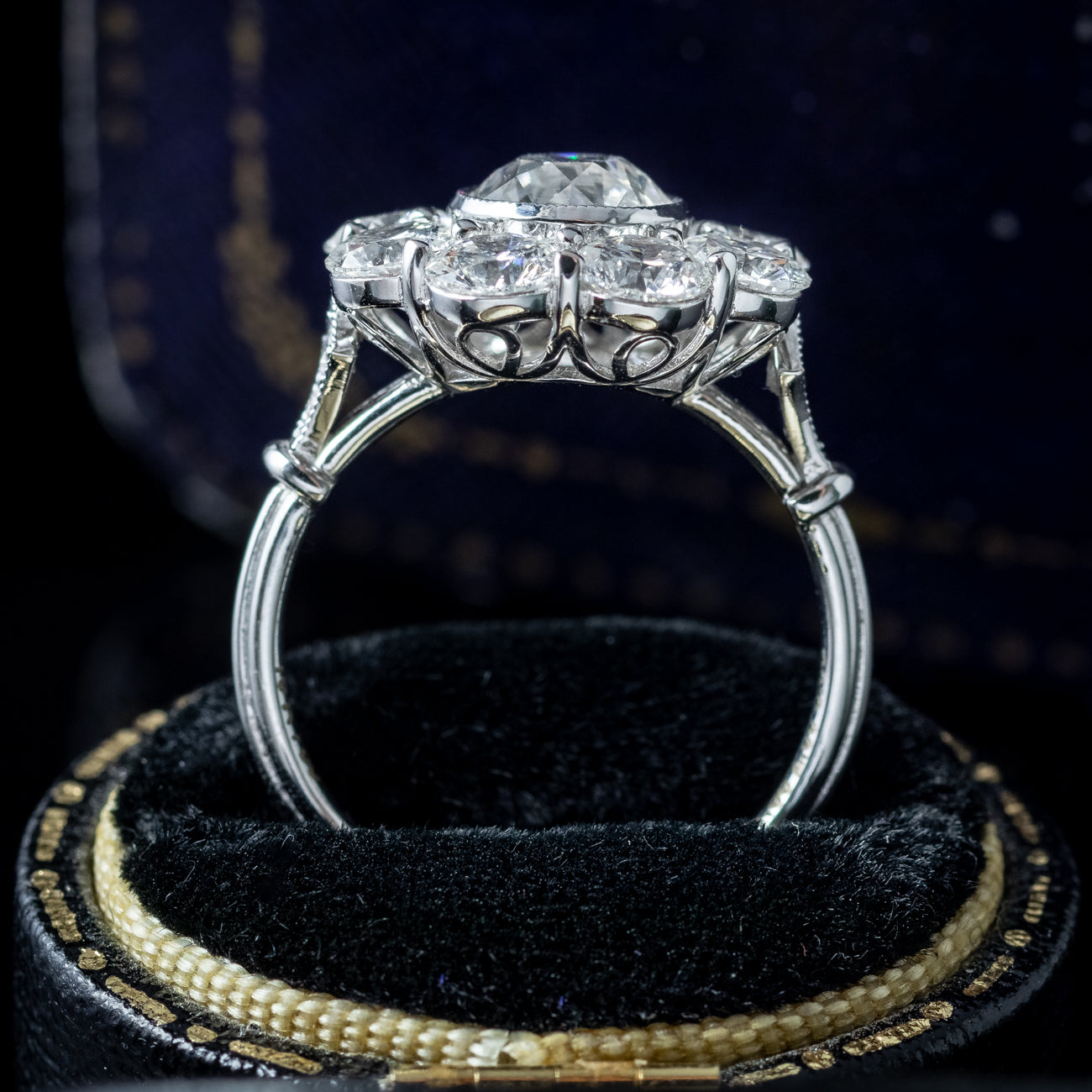 Edwardian Style Lab Grown Diamond Daisy Cluster Ring 3.96ct Total