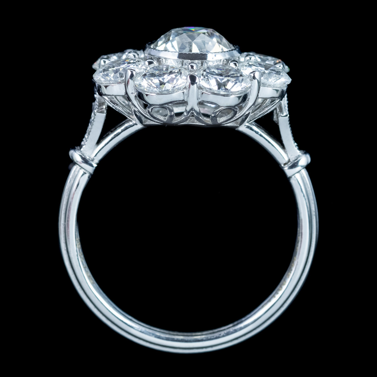 Edwardian Style Lab Grown Diamond Daisy Cluster Ring 3.96ct Total