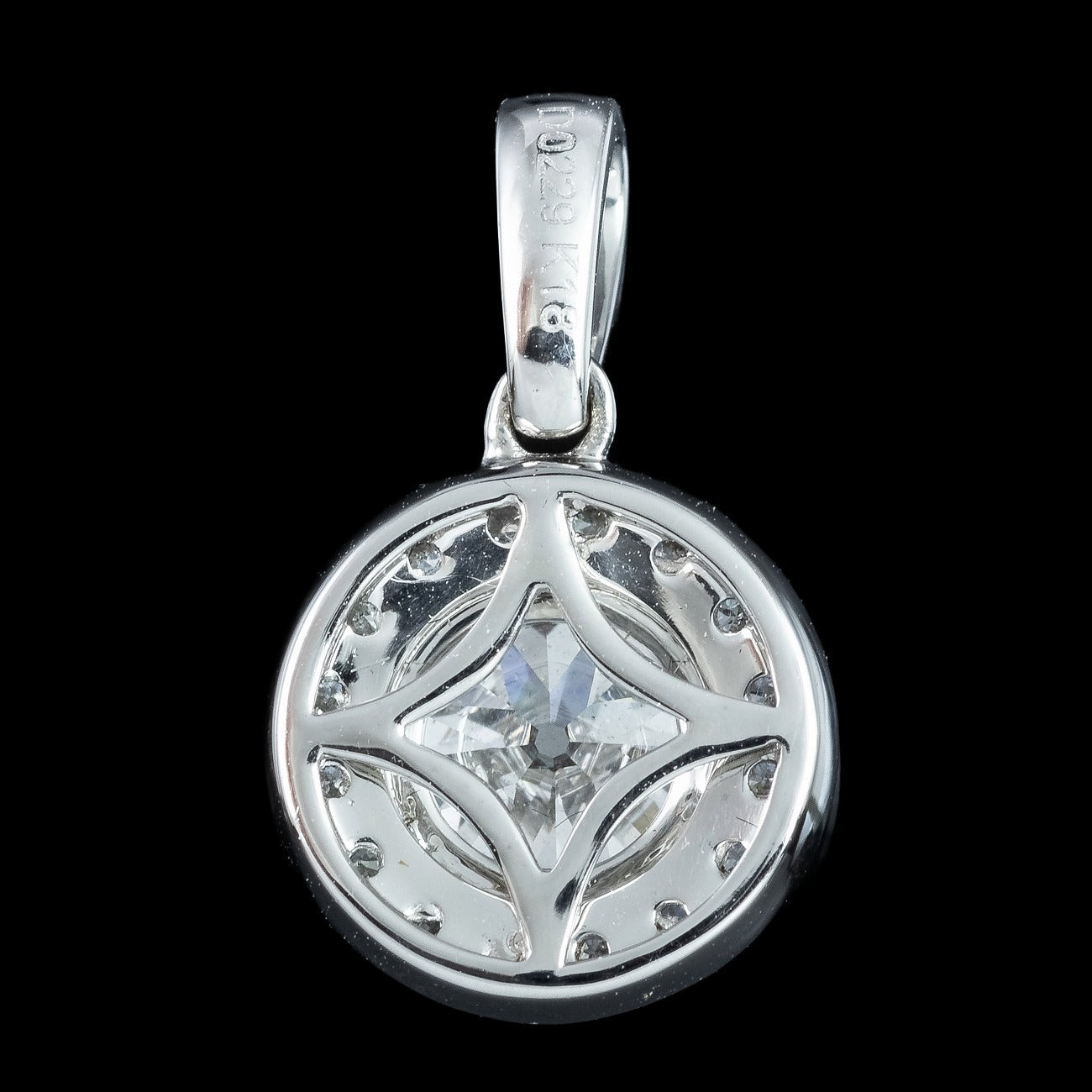 Art Deco Style Diamond Pendant 18ct Gold 1.09ct Lab Grown Centre