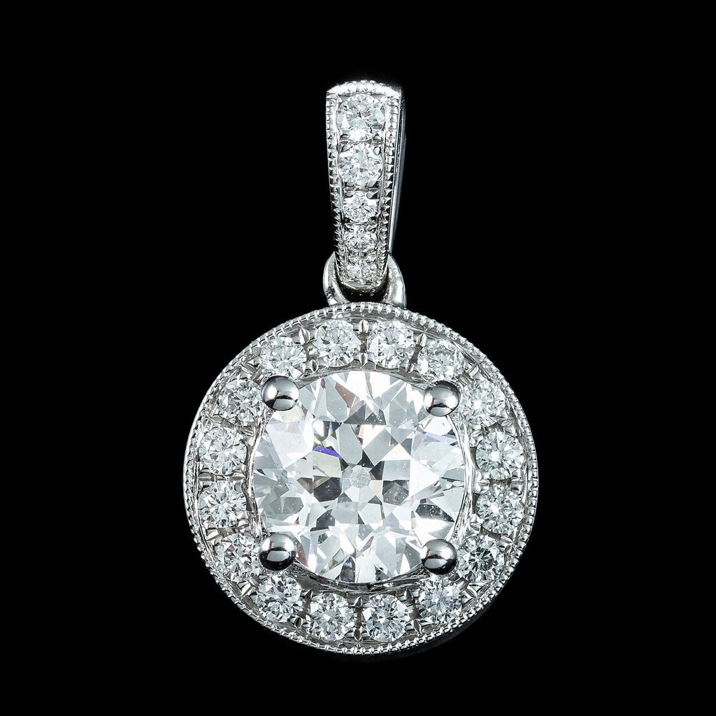 Art Deco Style Diamond Pendant 18ct Gold 1.09ct Lab Grown Centre