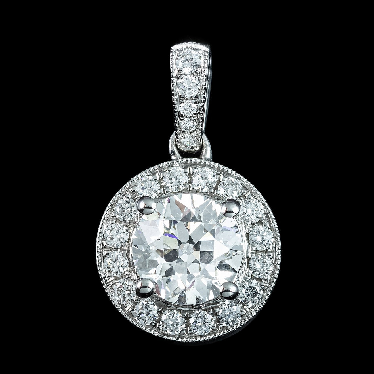 Art Deco Style Diamond Pendant 18ct Gold 1.09ct Lab Grown Centre