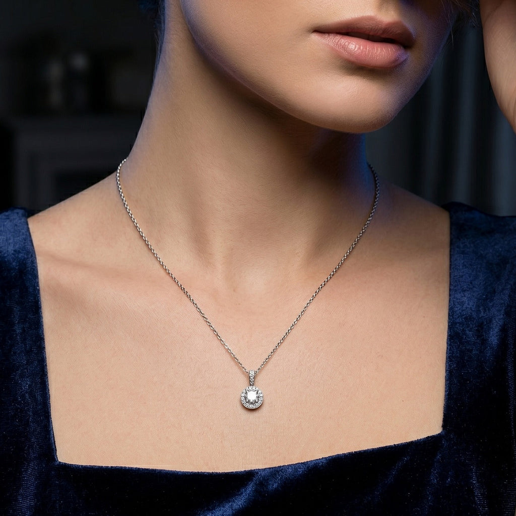 Art Deco Style Diamond Pendant 18ct Gold 1.09ct Lab Grown Centre