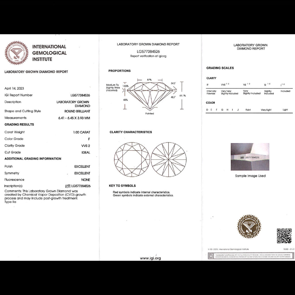 Lab Grown Diamond Stud Earrings 18ct Gold 2ct Total With Certs