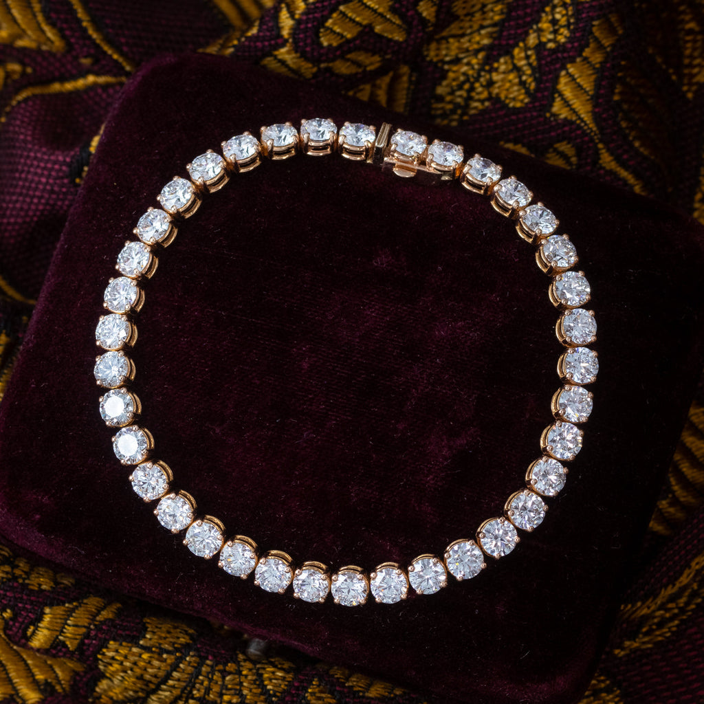 Lab Grown Diamond Tennis Bracelet 18ct Rose Gold 12.72ct Total